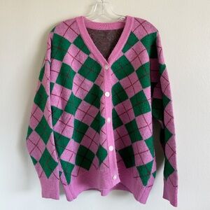 Argyle print cardigan
